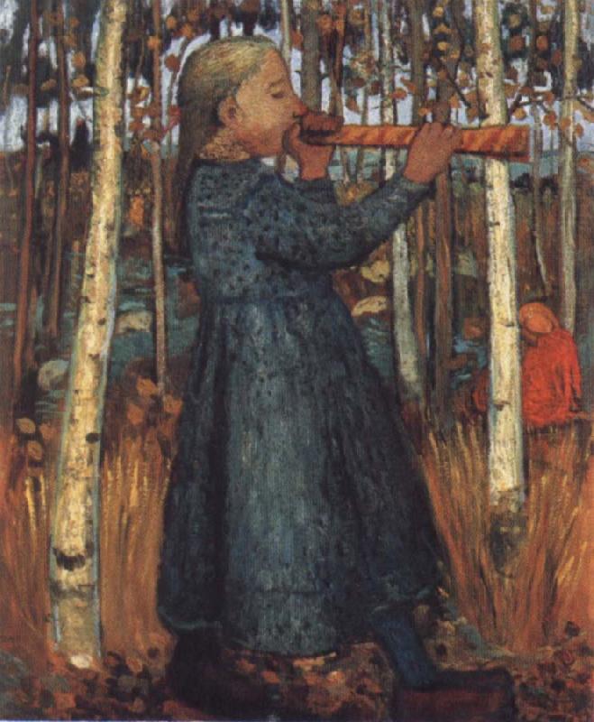 Paula Modersohn-Becker Trumpeting Gril in a Birch Wood china oil painting image